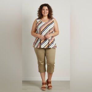APT. 9 Diagonal Striped Hi-Low Tank Blouse